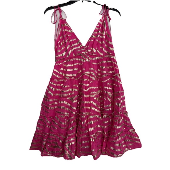 Rococo Sand Lara Pink Gold Mini Dress Women's Size Medium - Picture 3 of 15